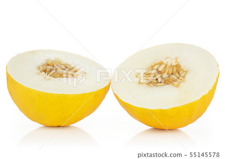 Yellow canary melon isolated on white Yellow canary melon isolated on white 55145578