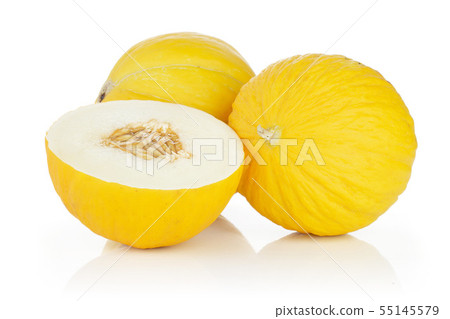 Yellow canary melon isolated on white 55145579