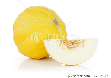 Yellow canary melon isolated on white Yellow canary melon isolated on white 55145614
