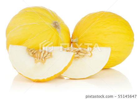 Yellow canary melon isolated on white 55145647