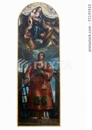 Saint Lawrence with the Virgin, Christ and angels 55145910