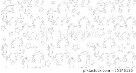Vector seamless pattern silhouette unicorn isolated on white background Vector seamless pattern silhouette unicorn isolated on white background 55146156