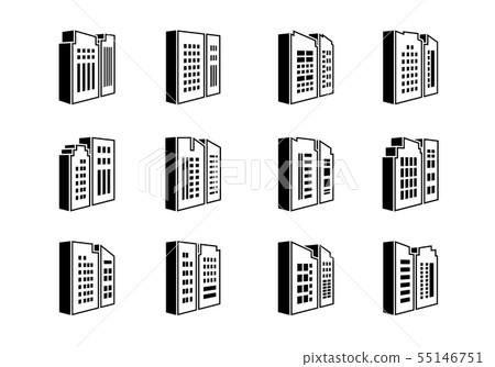 Perspective Line icons company and buildings set, - Stock Illustration ...
