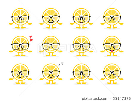 Isolated Lemon cute smile character Isolated Lemon cute smile character 55147376