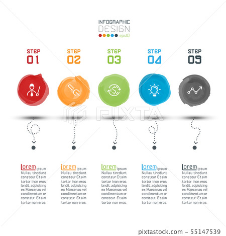 Modern watercolor label infographics on vector Modern watercolor label infographics on vector 55147539