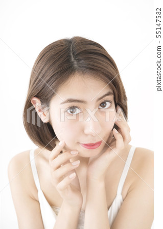 Young woman stares Young woman stares 55147582