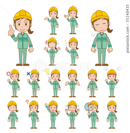 Worker worker helmet work clothes woman Worker worker helmet work clothes woman 55148435