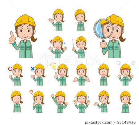 Worker worker helmet work clothes woman Worker worker helmet work clothes woman 55148436