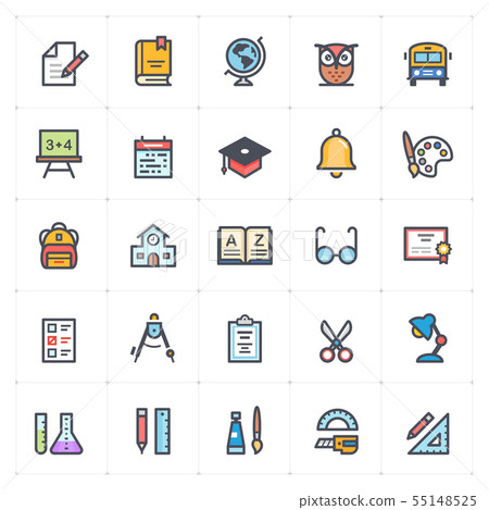 Icon set - school and education full color 55148525