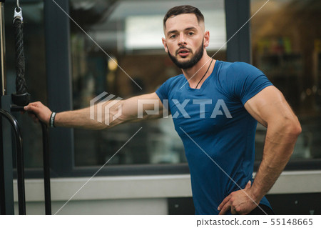 Atlette have a rest in the gym after exhausting training Atlette have a rest in the gym after exhausting training 55148665