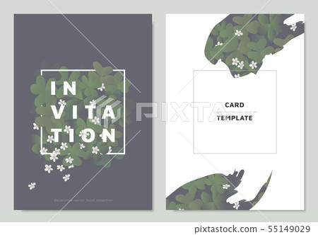 Invitation card template design, clover leaves 55149029