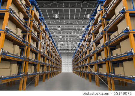 racks full of carton boxes 55149075