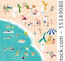 Hand Fan and Beach 55149080