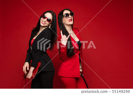 Two young fashion stylish female model in 55149299