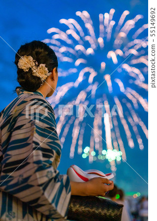 Yukata and fireworks 55149692
