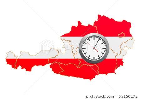 Time Zones in Austria concept. 3D rendering Time Zones in Austria concept. 3D rendering 55150172
