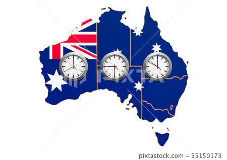 Time Zones in Australia concept. 3D rendering Time Zones in Australia concept. 3D rendering 55150173