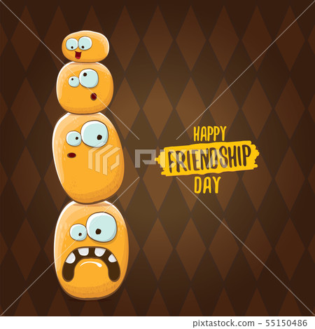 Happy Friendship day vector illustration. funky kids potato with friends.vector friends tiny kids Happy Friendship day vector illustration. funky kids potato with friends.vector friends tiny kids 55150486