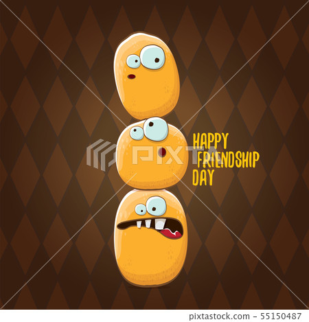 Happy Friendship day vector illustration. funky kids potato with friends.vector friends tiny kids 55150487