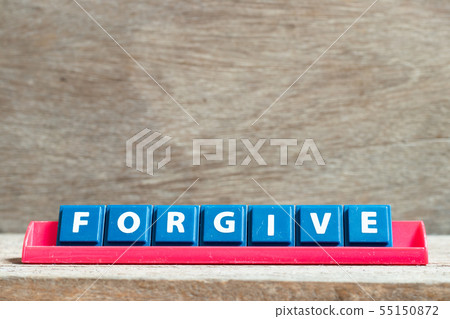 Tile letter on red rack in word forgive Tile letter on red rack in word forgive 55150872