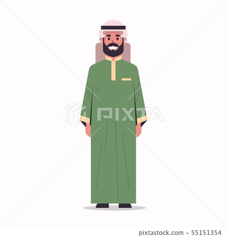 arabic businessman in hijab arab man wearing traditional clothes standing pose arabian male cartoon 55151354