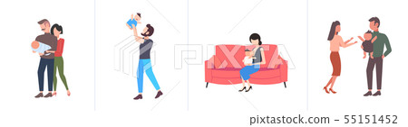 set parents and their newborn having fun together different parenthood concepts collection flat full set parents and their newborn having fun together different parenthood concepts collection flat full 55151452