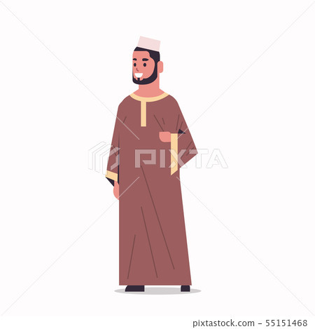 arabic businessman in hijab arab man wearing traditional clothes standing pose arabian male cartoon 55151468