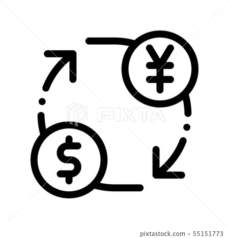 Currency Money Dollar Yen Vector Thin Line Icon - Stock Illustration ...