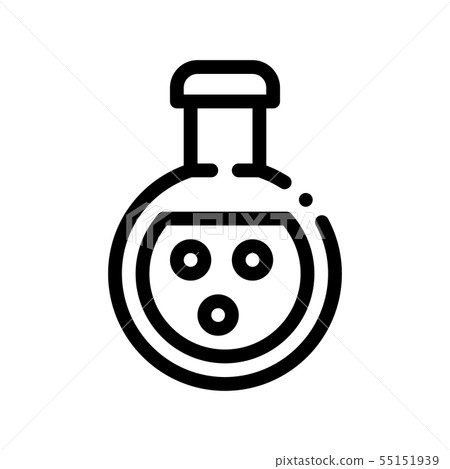 Flask With Chemical Liquid Vector Thin Line Icon - Stock Illustration ...
