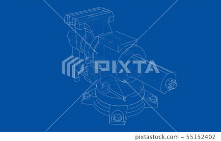 Outline vise vector. Wire-frame style 55152402