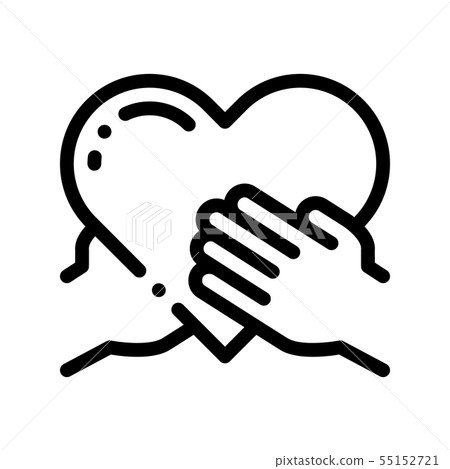 Volunteers Support Hand Hold Vector Thin Line Icon 55152721