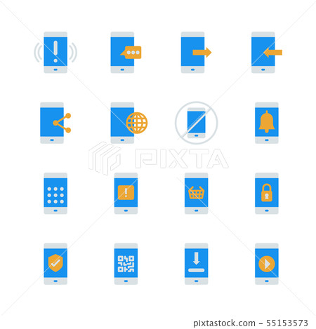 Cell phone in flat icon set.Vector illustration 55153573