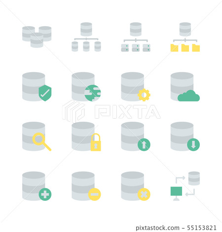 Database system icon set  in  flat  design. 55153821