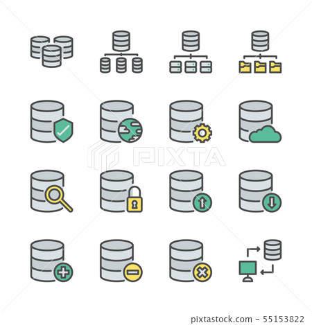 Database system icon set  in  colorline  55153822