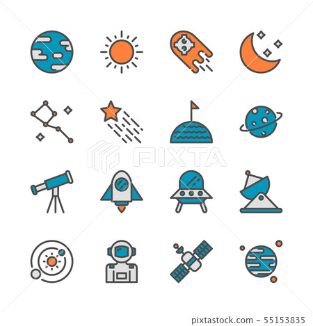 Space in colorline icon set design. Space in colorline icon set design. 55153835