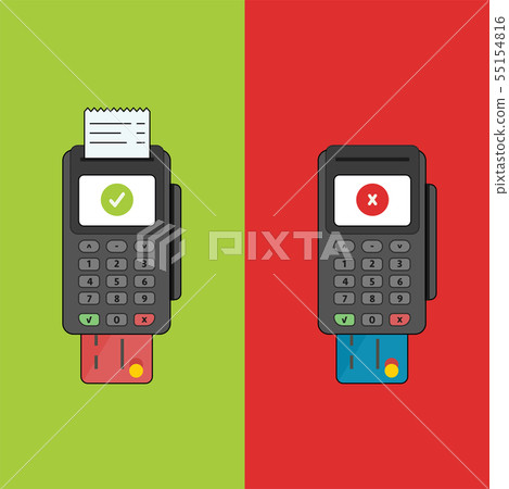 Vector payment machine and credit card banner Vector payment machine and credit card banner 55154816