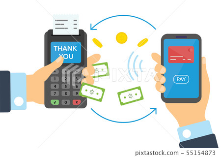 Vector payment machine and credit card banner Vector payment machine and credit card banner 55154873