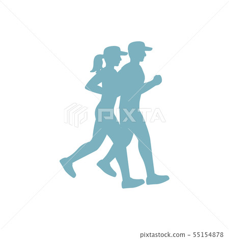 Run couple blue silhouette 55154878