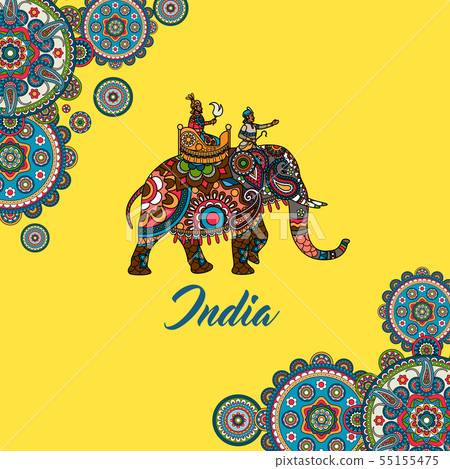 Indian maharaja sitting on elephant Indian maharaja sitting on elephant 55155475