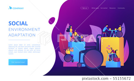 Social adaptation of disabled people concept landing page Social adaptation of disabled people concept landing page 55155672