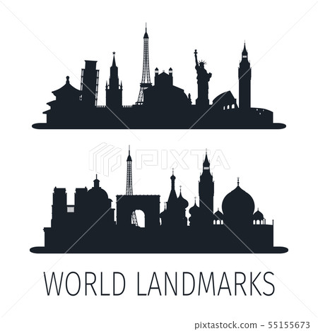 World landmarks isolated silhouettes for wallpaper World landmarks isolated silhouettes for wallpaper 55155673