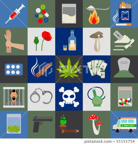 Alcohol, drugs and tabac vector icons Alcohol, drugs and tabac vector icons 55155754