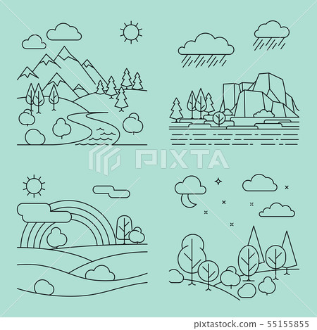 Nature outline landscapes vector Nature outline landscapes vector 55155855