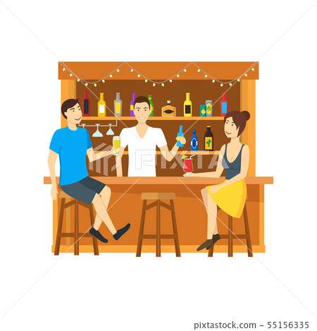Cartoon Color Characters People in Restaurant. Vector 55156335