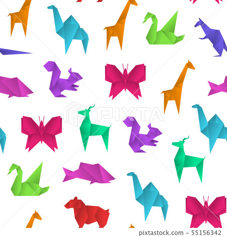 Realistic Detailed 3d Origami Paper Animals... - Stock Illustration  [55156342] - PIXTA