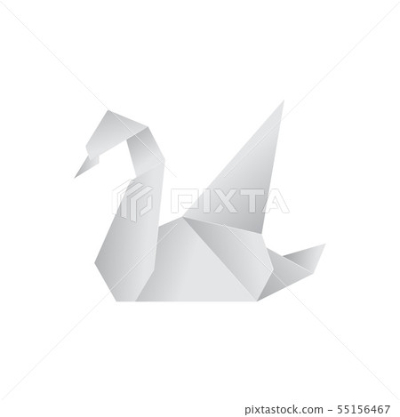 Realistic Detailed 3d Origami Paper Animal Swan. Vector 55156467