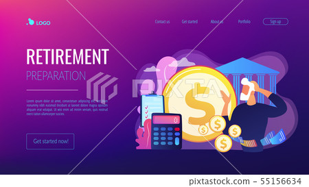 Retirement preparation concept landing page. 55156634