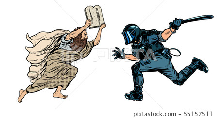 discrimination Christians and religion. riot police with a baton discrimination Christians and religion. riot police with a baton 55157511