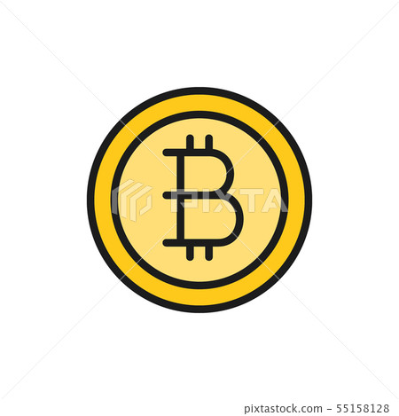 Vector bitcoin coin, cryptocurrency flat color... - Stock Illustration ...