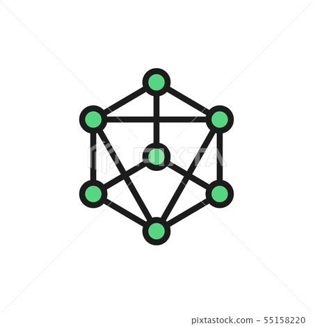 Blockchain technology, block chain, cryptocurrency, bitcoin flat color icon. 55158220